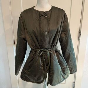 New Revolve OAT New York Green Quilted Lightweight Coat Medium